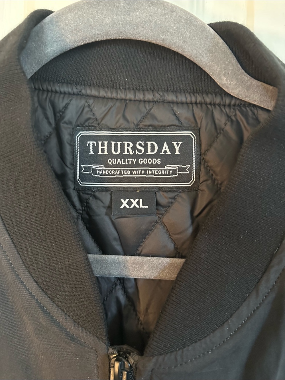 Thursday Quality Goods Black Bomber Jacket Men’s XXL Full Zip Quilted Lined - Picture 2 of 3